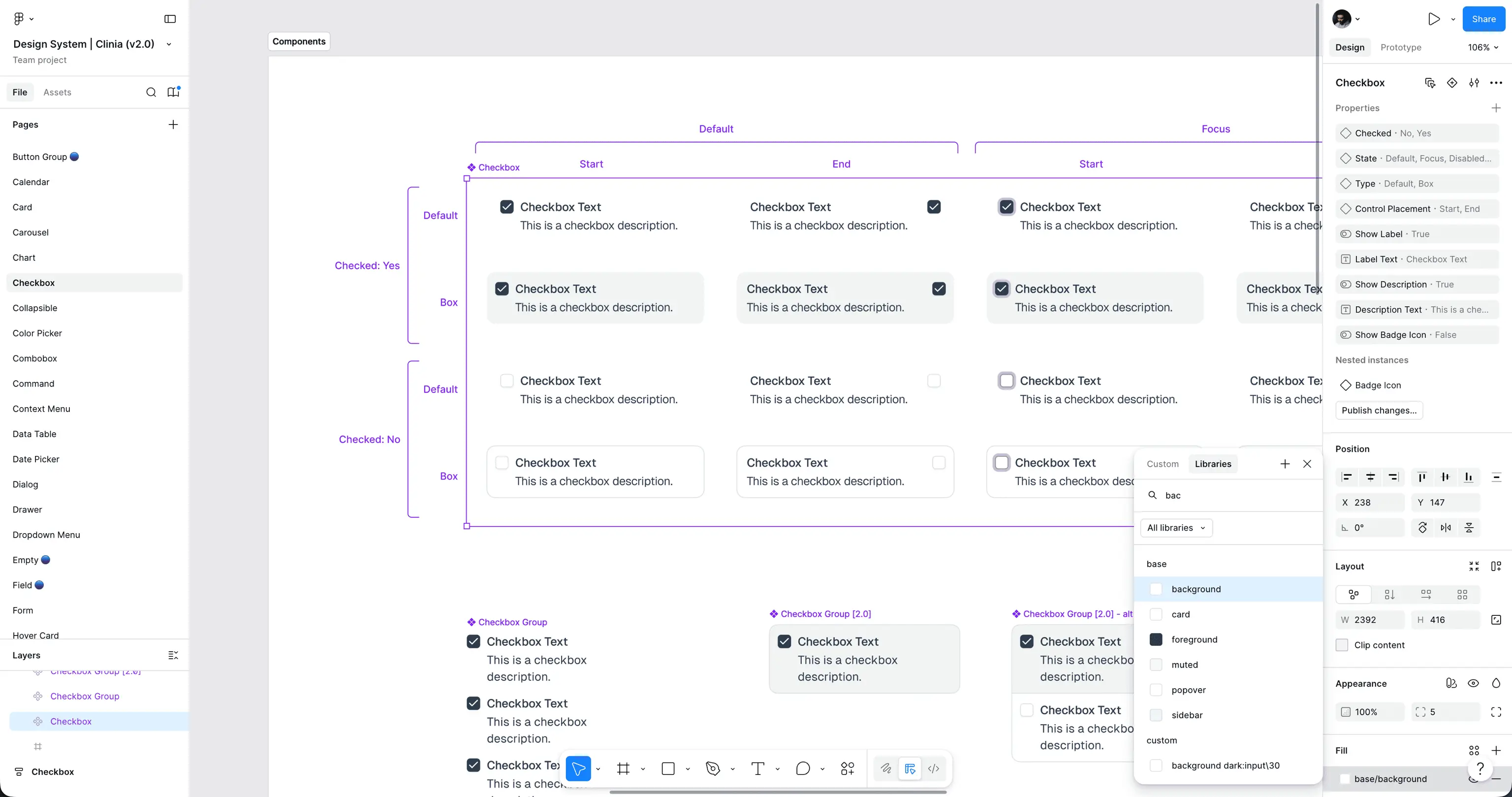 Biblioteca de componentes no Figma