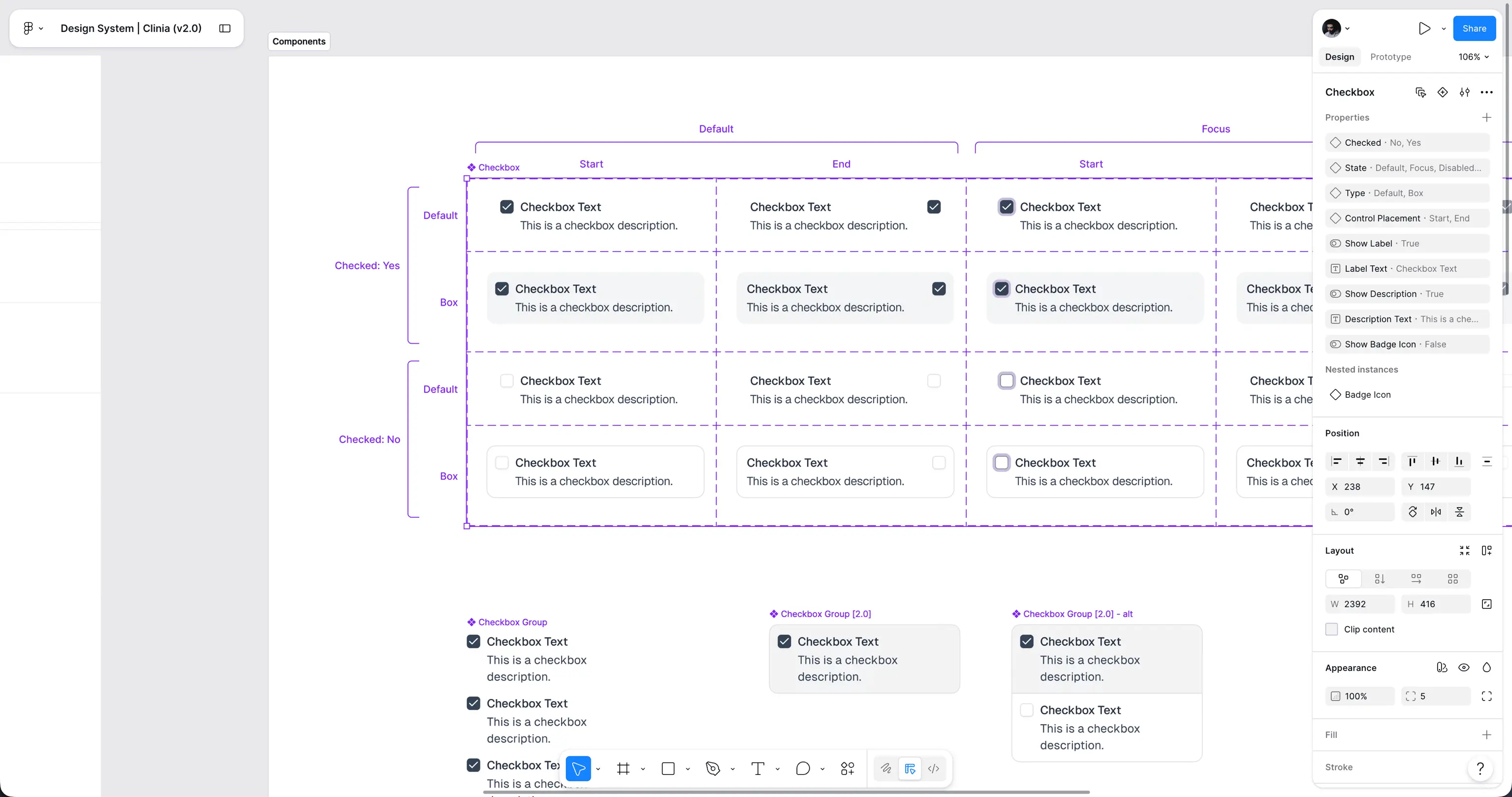 Clinia DS v2, componente Checkbox